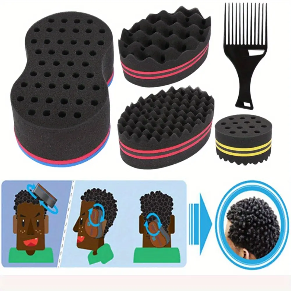 Afro Curly Hair Styling Sponge - Durable ABS Plastic Brush for Wave & Curl Care, Fashionable Twist and Lock Tool
