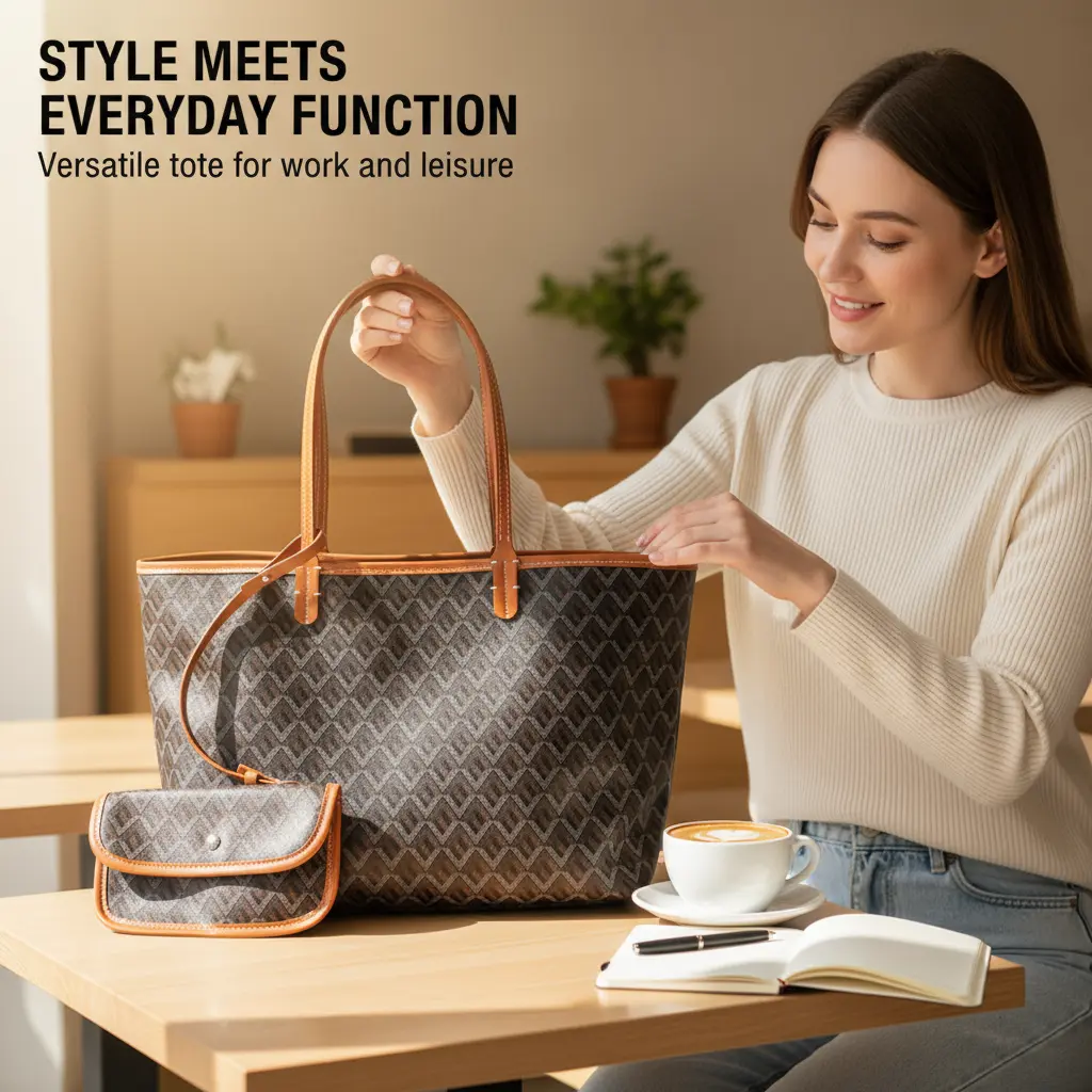 Women's Double Sided Leather Tote Bag - Lightweight Large Capacity, 1-Shoulder, Mini Casual Trendy Purse for Work, Shopping, Mummy Use, Double Sided Tote