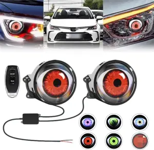 DIBMS Devil Eyes Light for Cars,USB Devil Eye Demon Devil Eye Headlight,Led Dynamic Devil Eye Car Headlights with Adjustable Eye Pattern,12V Devil Eyes Automotive Light Bulbs,Cool Car Accessories RGB Car Interior Lighting Kit with APP Control