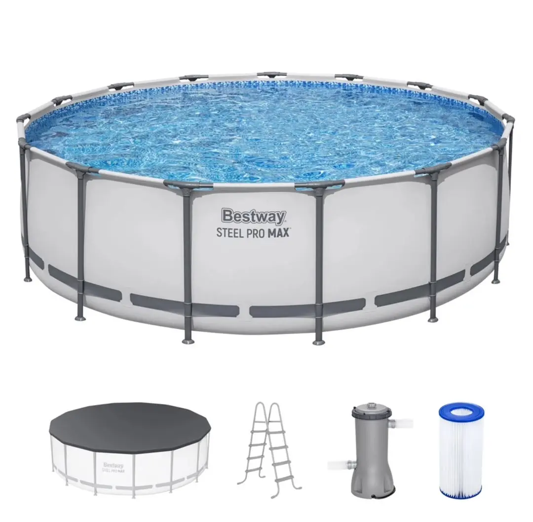 Bestway Steel Pro MAX Round Above Ground Frame Swimming Pool, 15ft x 48in - Home & Garden Pool
