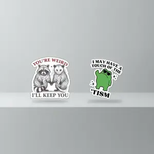 Funny You’re Weird & I May Touch TISM Sticker Bundle, 2pcs Multi-Color Paper Stickers, One-Size Fits Cars, Laptops, Cups, Durable Vinyl for Work and Personal Use