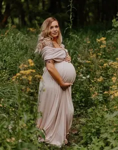 Maternity Dress Convertible Infinity Dress for Photo Shoot Machine Washable Rayon Spandex Jersey Floor Length Maxi Dress