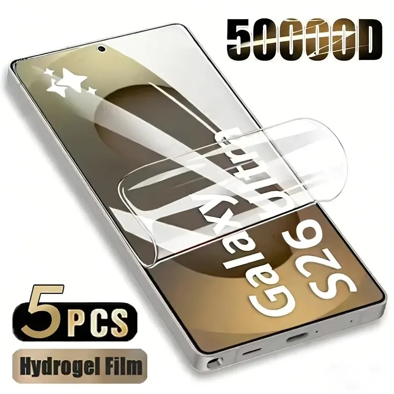 5-Pack HD Hydrogel Film,For Samsung Galaxy S26 Ultra/S25 Edge/S25/S24/S23/S21/S20/FE/S26/S10/S22/Plus/Note 10/Note 20 Ultra,Anti-scratch,Full Coverage,Anti-fingerprint,Touch Sensitive,Easy to Install