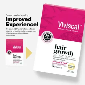 Viviscal Hair Growth Supplements for Women, Thicker Fuller Hair Support for Thinning Hair and Hair Loss 180 Tablets, 90-Day Supply