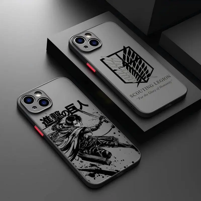 Attack on Titan Anime Printed Translucent Matte TPU-Polycarbonate Casing for iPhone 17,16,16 Plus,15,14,13,12,11 Pro Max Air - Shockproof, Anti-Drop, Waterproof, Camera-Protection Phone Case Accessory, Iphone 16 Plus