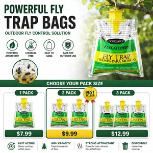 Outdoor Fly Trap Bags Fast Acting Pest Control for Backyard, Patio & Garbage Areas
