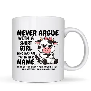 Funny Short Girl Cow Mug – Sarcastic Humor 11oz Tea Cup