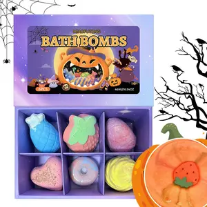 Halloween Gift Set - 6 Organic Bath Bombs with Toys Inside, Perfect for Fun Parties & Unique Holiday Presents