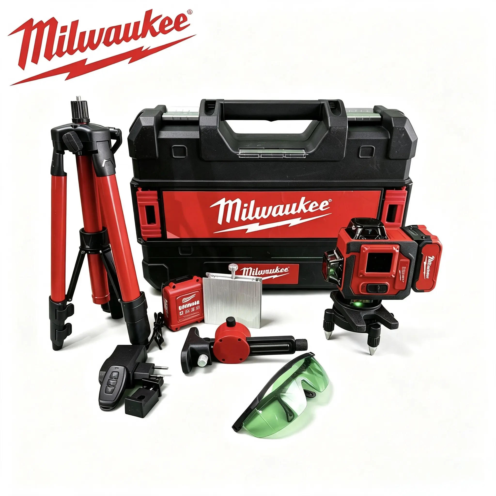Milwaukee 360° 3-Plane Green Laser Level, 532 nm Beam, IP54 Dust & Water Resistance, ±3° Self-Leveling, 25m Working Range Diameter, Lithium-Ion Powered Indoor & Outdoor Construction Alignment Tool