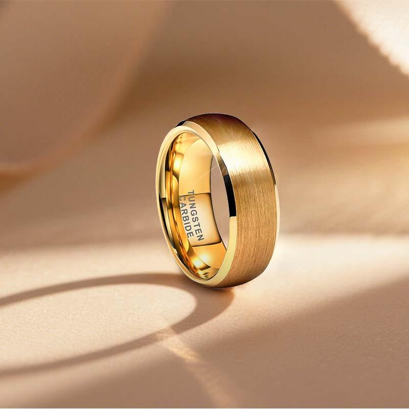 Men's 8mm Tungsten Wedding Band Polished Beveled Edge Comfort Fit Durable - Yonifu Modern Stylish Carbide Ring Anniversary Birthday Gift for Him