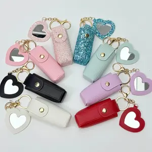 Lipstick Storage Bags & Keychains, Women's Leather Mini Bags with Mirrors, Versatile Stylish Accessories, On-the-go Touch-up Essentials