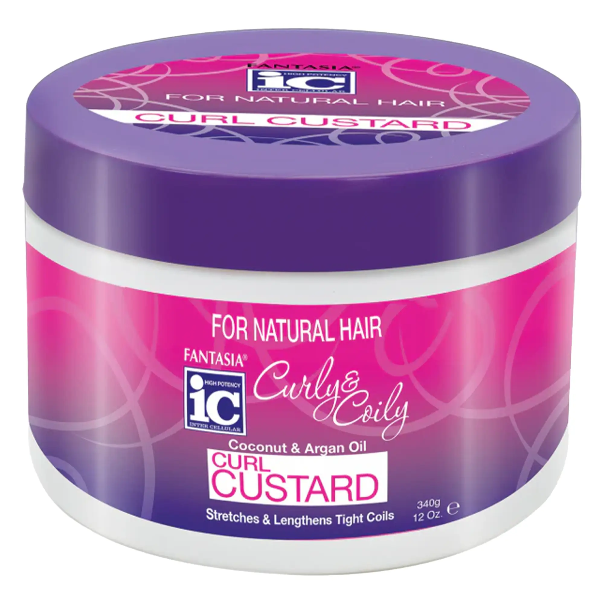Fantasia IC Curl Custard with Coconut & Argan Oil, 12 oz - Haircare for Bouncy Curls & Shiny Hair, Lightweight Leave-In Styler for Moisture & Frizz Control, Nourishing, Moisturizes, Fragrant, Conditioning Leave-In Treatments, Cruelty-Free Leave-In Treatme