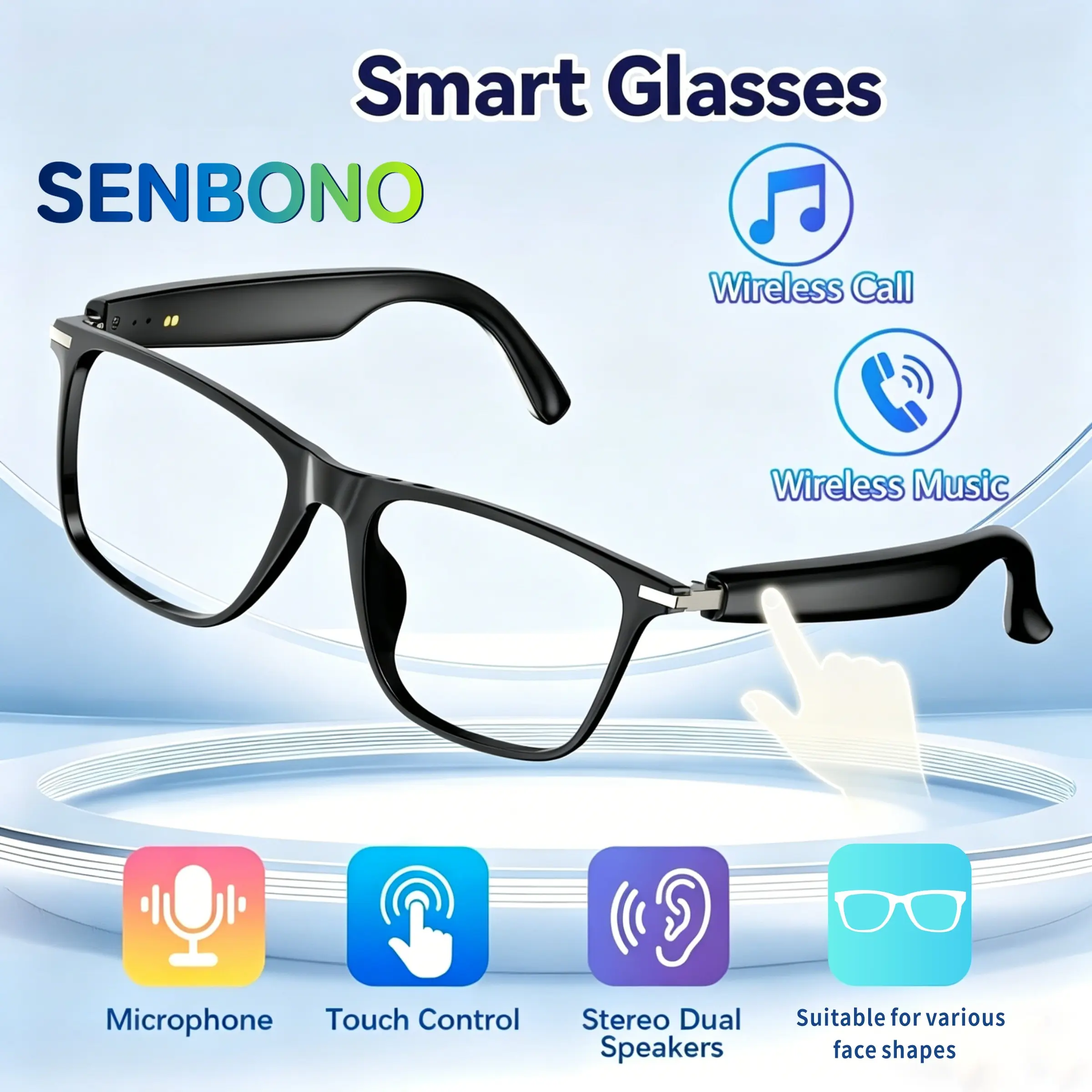 2026 new Multifunctional smart glasses, Smart Eyewear, Wearable smart glasses, microphone and speaker, high-definition voice calling and voice assistant, touch control, ideal for sports and daily home wear, perfect gift for friends and family