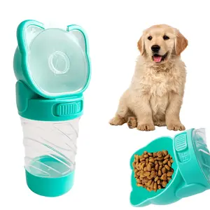Dog Water Bottle Portable Leak Proof Puppy Dispenser With Food Container Lightweight Travel Bowl For Dogs Outdoor Walking Hiking(19 Oz Green)