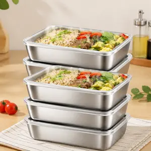 Stainless Steel Food Storage Containers with Lids – Airtight Reusable Meal Prep & Lunch Box, Leakproof Bento Box for Home, Office, Travel, Fitness & Meal Prep Organization