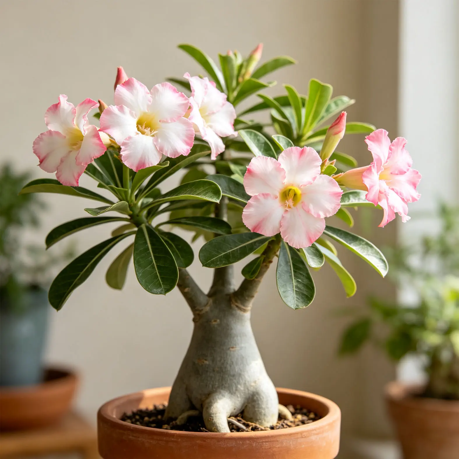 Adenium Obesum Caudex, Desert Rose Succulent Bulb, Flowering Caudiciform Bonsai, Easy Care Plant