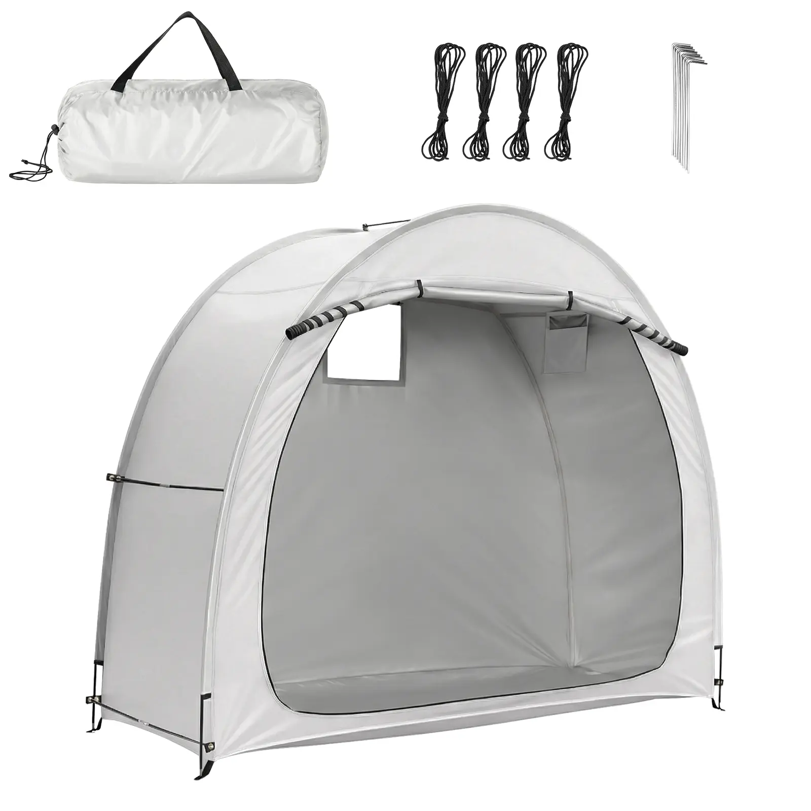 Waterproof Outdoor Bike Storage Shed Tent 6.8x2.6FT Light Gray PU Oxford Fabric Fiberglass Frame Portable Foldable Garage Shelter for Garden Tools Lawn Mower, Lawn Equipment, Cycling Gear, Wind Resistance, Yard