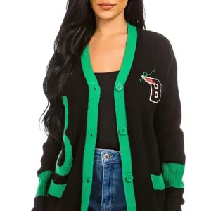 Color Block button front Cardigan Knitwear Casual Soft
