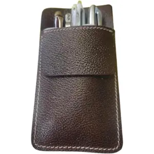Full Grain Leather Pen Pocket Protector for Men, Heavy Duty Shirts, Lab Coats, Holds 6 Pens, Cards and Pointers