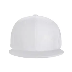 Plain White Flat Bill Cap Stylish Adjustable Snapback Hat
