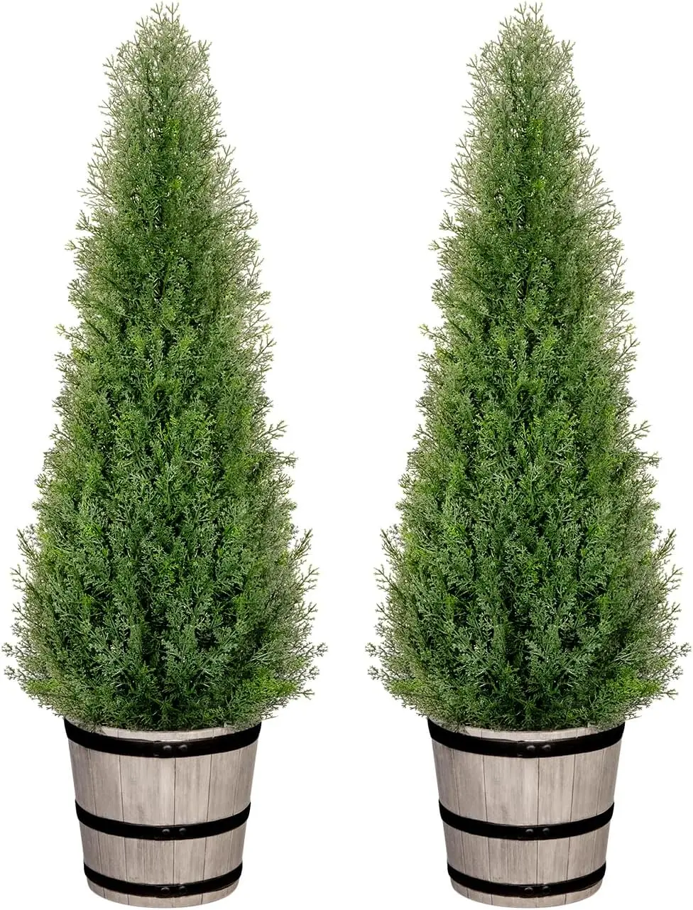 Romswi 3 ft Artificial Cedar Tree with Planter Set 2 Faux Topiary Cedar Plants Realistic Potted Plants for Home Porch Office Decor Faux Pine Tree for Housewarming Gift