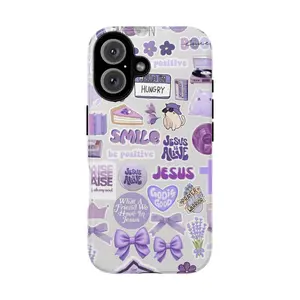 Cute Purple Christian Phone Case, Inspiring Faith and Positive Vibes, gift for him for her