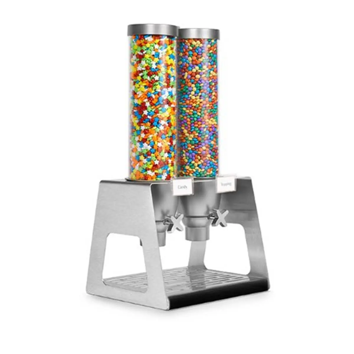 Rosseto Serving Solutions EZ535 Double Container Stainless Steel Table-Top Cereal Dispenser- 2.6 Gallon