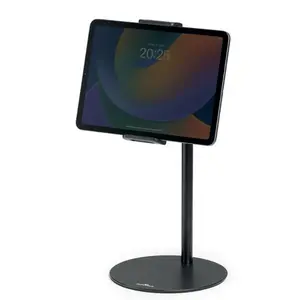 DURABLE TWIST Black Table Stand for Tablet, iPad, iPhone, Android, Foldable with Convenient Bag, Height Adjustable, 360° Rotation, Record Your Own Content, Perfect for GRWM, Taking Photos, Cooking and more
