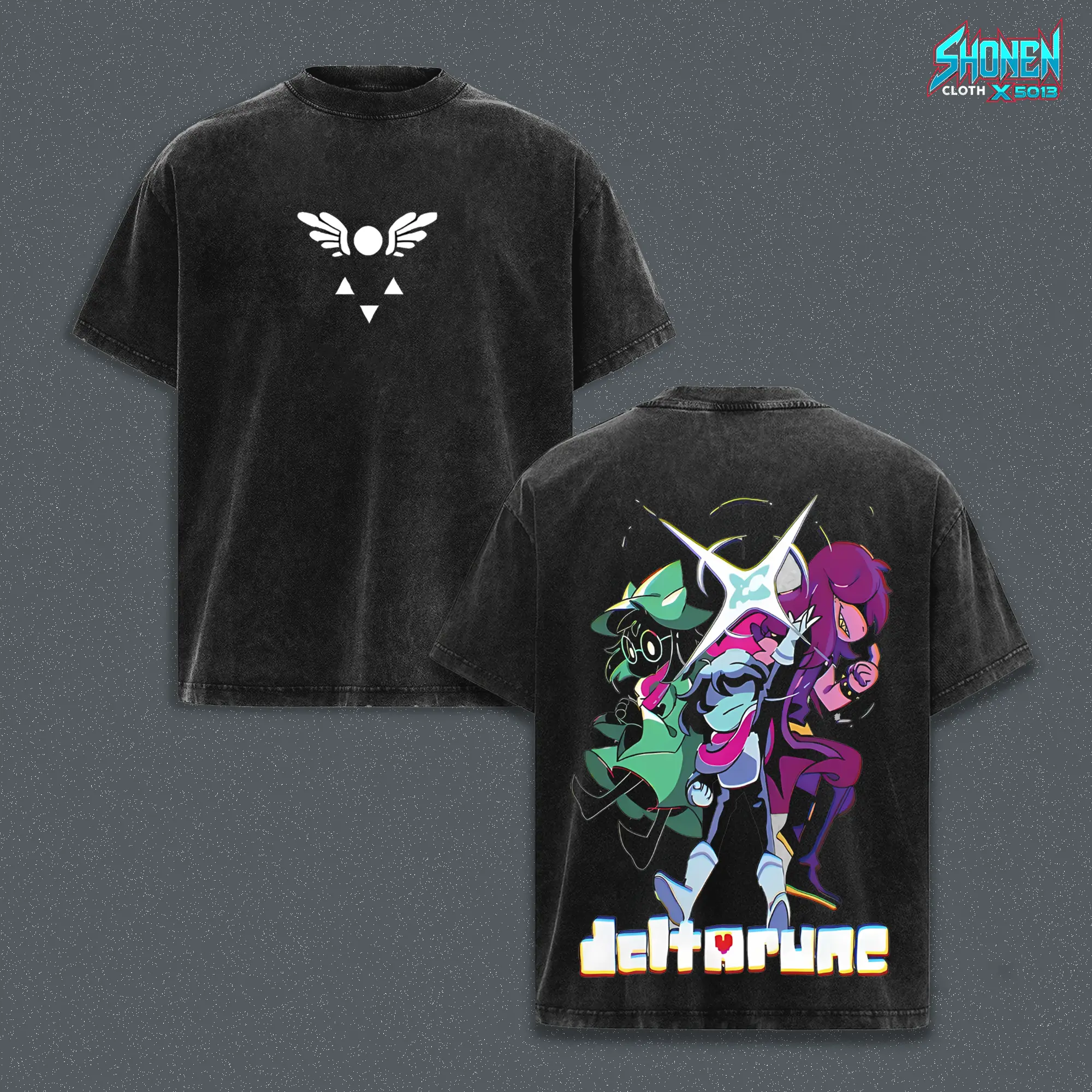 Deltarune Game Graphic Tees Washed Tee Game Acid Washed Lightweight Cotton TSHIRT, Gift For Gamer Men's Regular, men gifts graphic tee