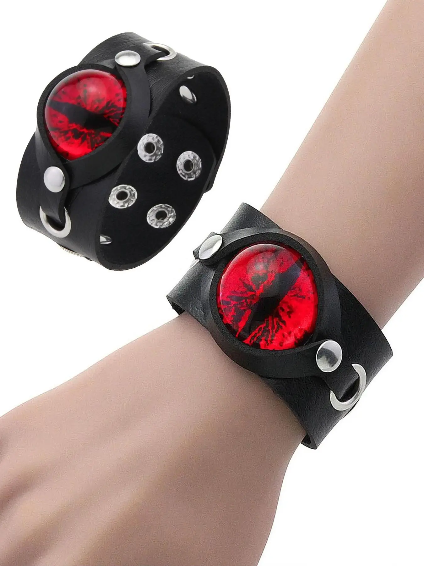 Demon Eye Leather Bracelet, Gothic Eyeball Wide Band, Dark Personality Jewelry, Punk Style Jewelry, Unisex Versatility, Sweet Cool Decoration, Fashion Bracelets