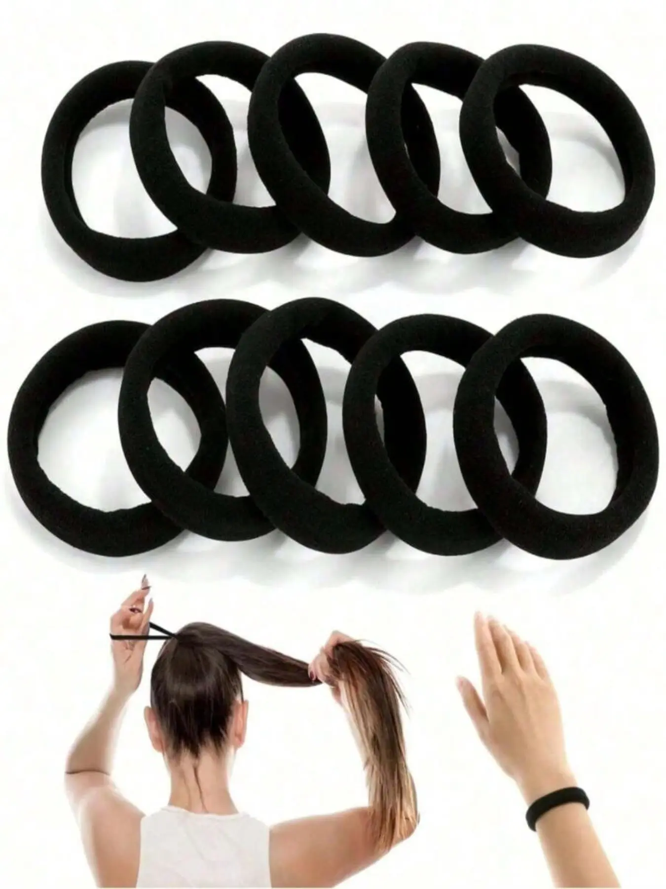 20/50/100pcs Large Elastic Bulk Hair Ties Ponytail, Thick Seamless Hair Bands, Suitable for Women and Girls, Durable Casual Hair Accessories, Elastic Hair Accessory