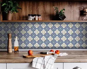 HomeRoots 400122 6 x 6 in. Nelly Yellow Peel & Stick Removable Tiles