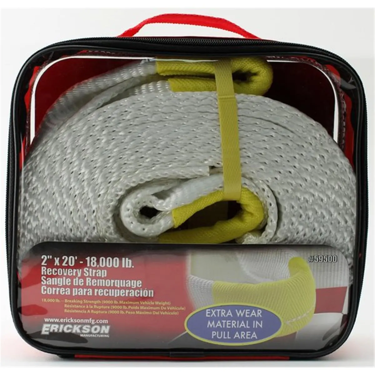 212 MAIN 59500 Safety Recovery Strap - 2" x 20 ft., 18,000 lbs Capacity, 9,000 lbs Max Vehicle Weight, Includes Carrying Bag