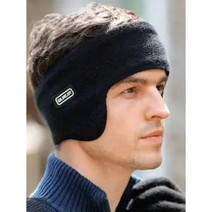 1pc Black Winter Sports Ear Warmer, Windproof Double-Layer Thermal Lined Ear Muff For Running, Cycling And Outdoor Activities