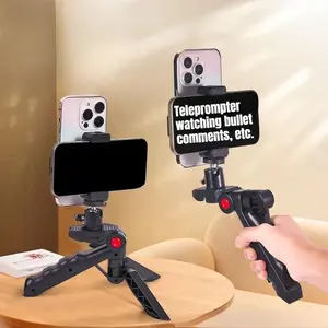 Dual-Sided Teleprompter Phone Stand - Desktop & Handheld for Live Stream & Vlog Recording