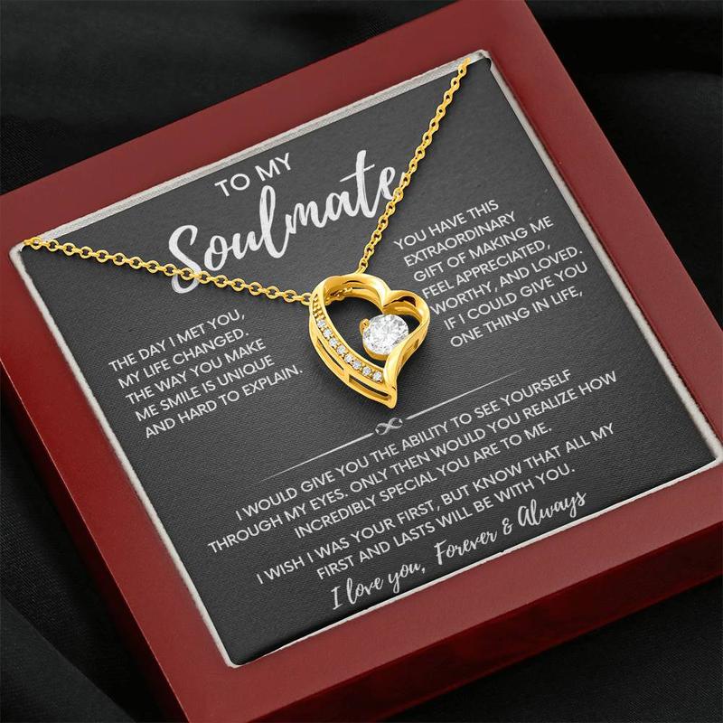 Forever Love Necklace - To My Soulmate Gift, Love Heart Necklace, Birthday Gift For Girlfriend, Soul Mate, Love Partner, Anniversary Gift, Adjustable Chain Length 18"-22" - Necklinphalt