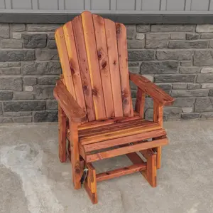 American Furniture Classics MM102 23 in. Cedar Adirondack Glider Chair, Brown
