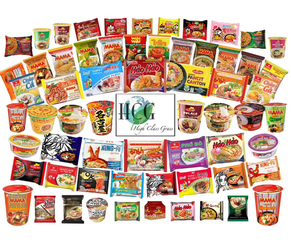 High Class Grass Global Ramen Variety Pack of 15, International Snack Box Variety Pack of Instant Noodles, Japanese Filipino Thai and Vietnamese with Free Chopsticks and Sticker Asian Food