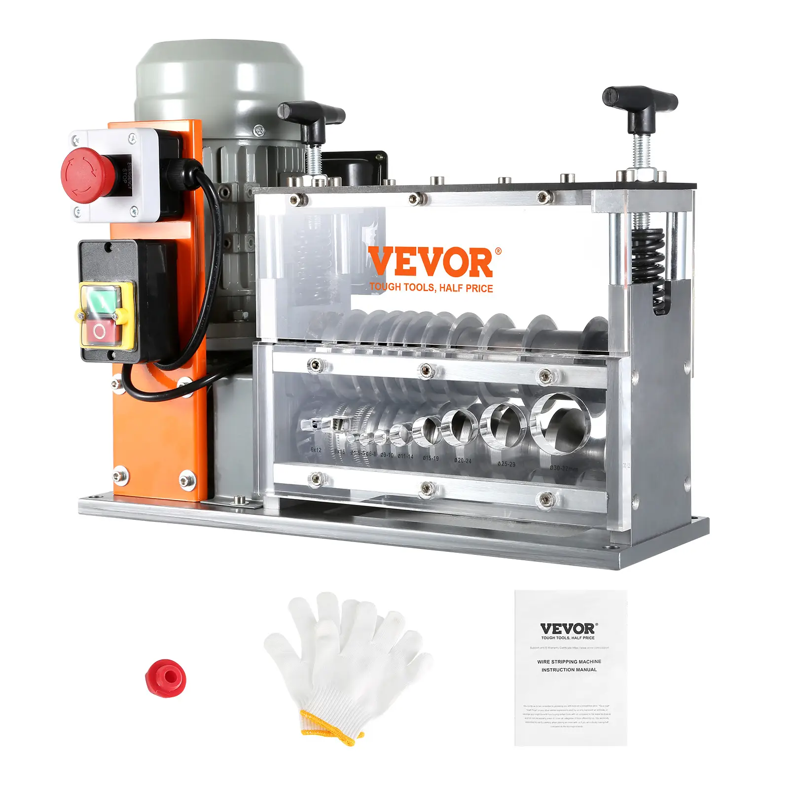 VEVOR Automatic Wire Stripping Machine, 0.06''-1.26'' Electric Motorized Cable Stripper, 750 W, 98 ft/min Wire Peeler with Visible Stripping Depth Ref