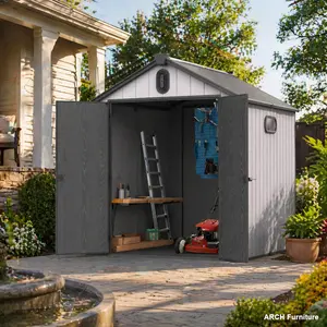 ARCH XWT012-1 6*8ft resin plastic storage shed for backyard garden big spire Tool storage, Outdoor, Modern, Weatherproof