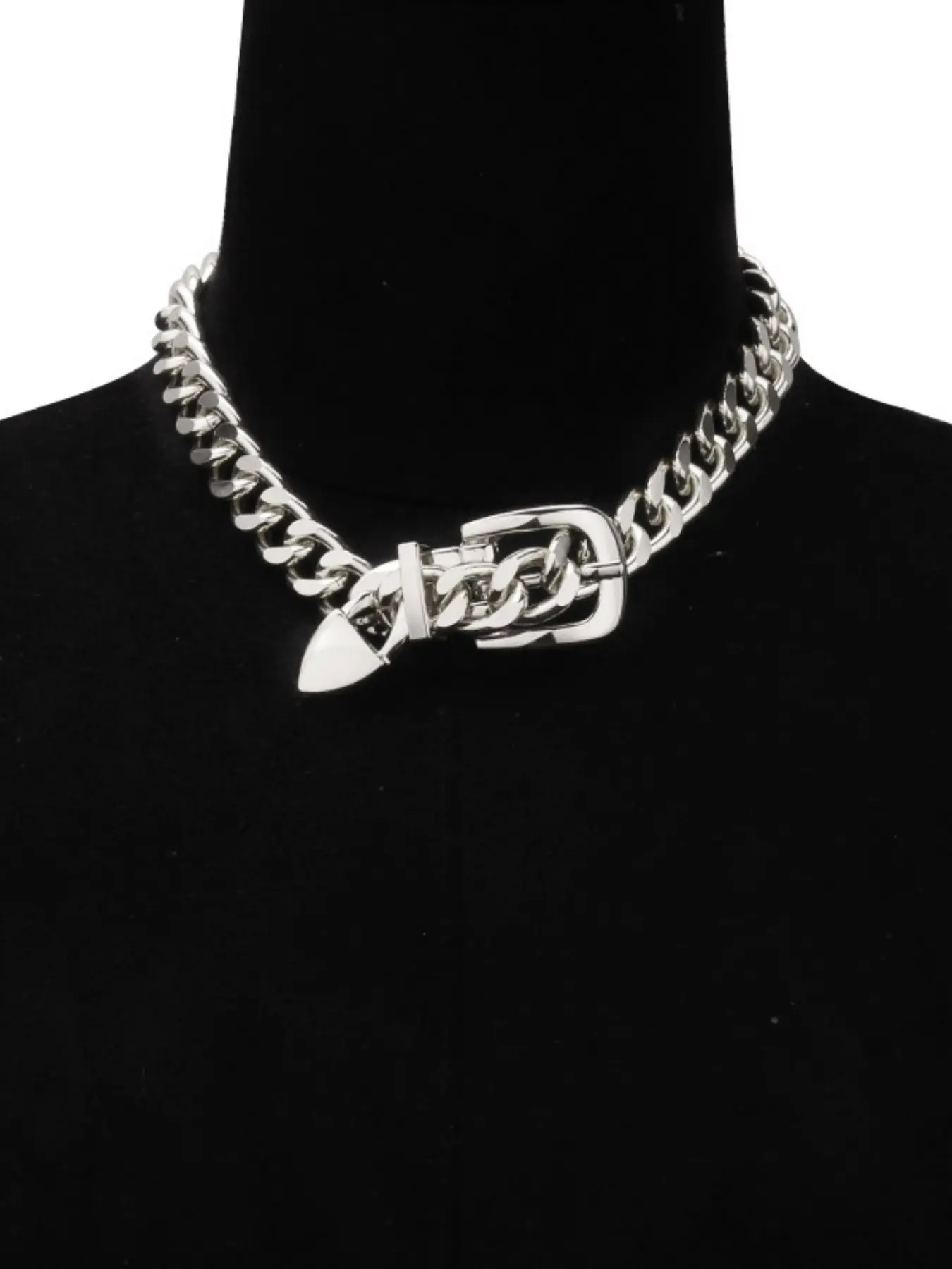 Personalized Thick Chain Belt Buckle Lockbone Necklace, Statement Necklace, Hip Hop Trendy Metal Geometric Jewelry, Unisex Fashion Accessory, Chunky Necklace, Alloy Necklace