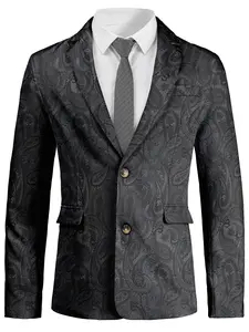 Men's Slim Fit Blazer Jacket, Dark Floral Pattern Design, Casual Style Suit Coat, Perfect for Spring & Fall Season