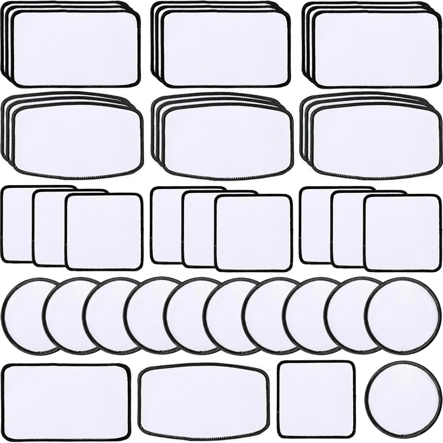 40 count Sublimation Blanks Patches - Large Iron-on Patch with Black Border - Exquisite Fabric Patches for DIY Hats Backpack T-Shirt Project (Mixed)