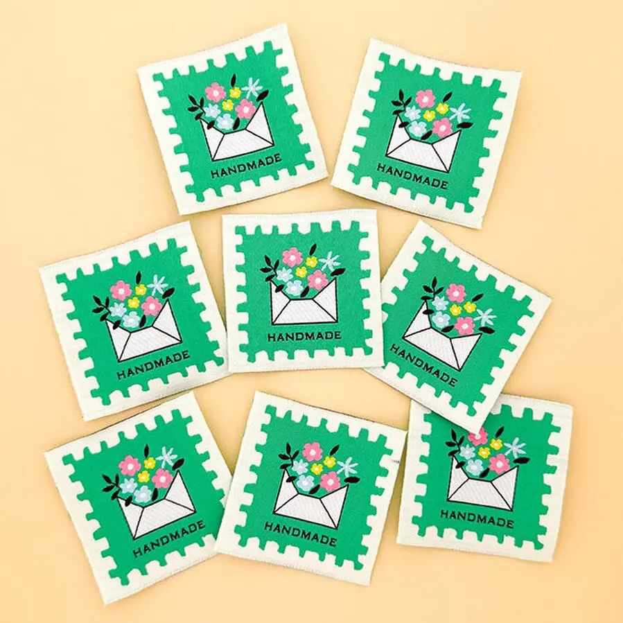 Green Love Letters Handmade Woven Quilt Labels Minki Kim #005