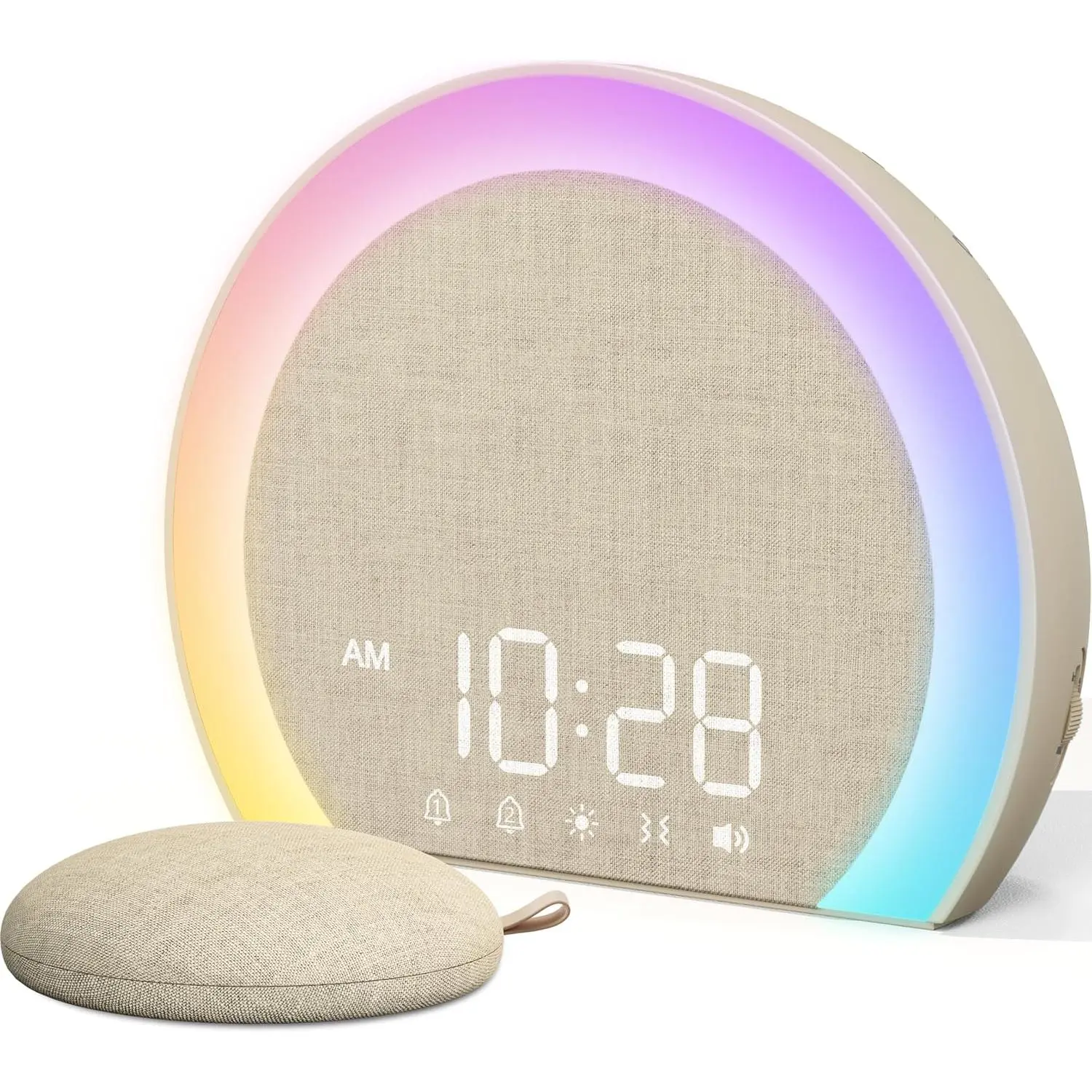 Extra Loud  Clock with  Bed Shaker, Vibrating   with Light Wake Up for Heavy Sleepers & Hearing Impaired, 9-Color Night Light, 8 Sounds, 0- Dimmer, USB Charger