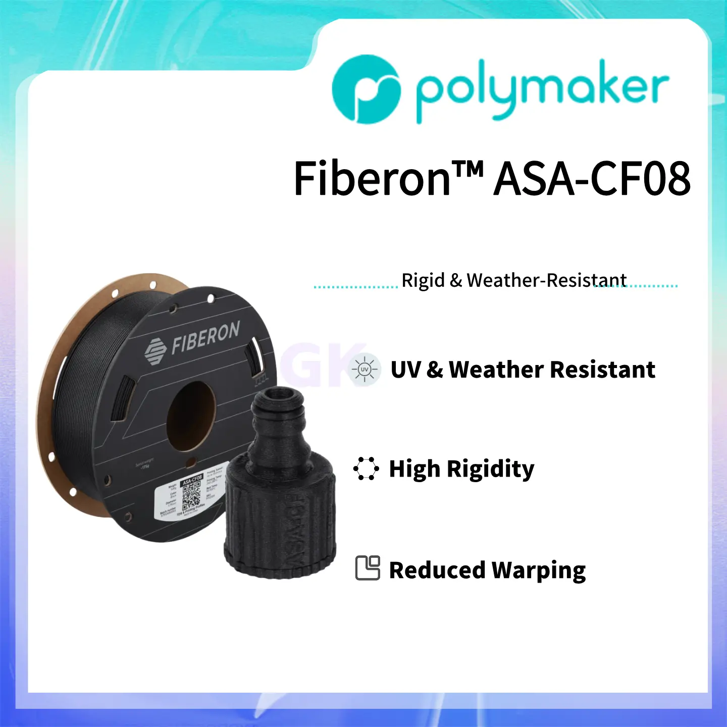 Fiberon ASA-CF08 Carbon Fiber Reinforced ASA Filament – UV & Weather Resistant, High Rigidity, Reduced Warping, Matte Finish, 1.75mm