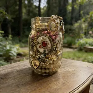 Fine Line Vintage Style Curated CHRISTMAS Mystery Jewelry Jar