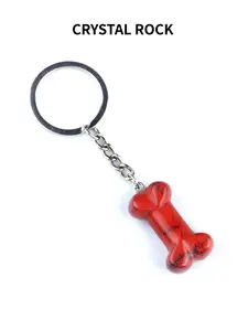 Cute Dog Bone Shaped Quartz Keychain Pendant Charm, Stress Relief Chakra Energy Jewelry Gift for Family & Friends