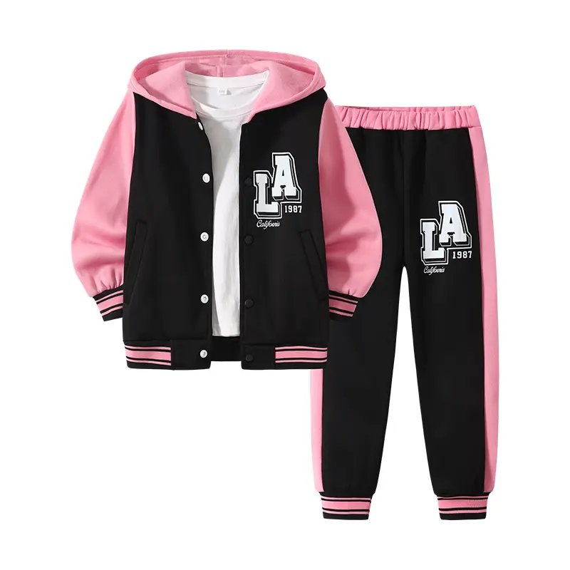 2-piece girls' autumn and winter fashion and leisure suit children's hooded warm trend coat beautiful and lovely trousers children's suit