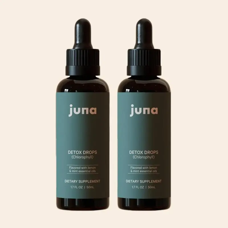 Juna Liquid Chlorophyll Detox Drops (2 Bottles, 100 Servings) - Sugar-Free, Gluten-Free Natural Herbal Vitamins Supplement, Detoxifying, Eliminate Internal Toxins, Liver Support, Digestive Health Aid, Cellular Energy Boost, Act as Deodorant
